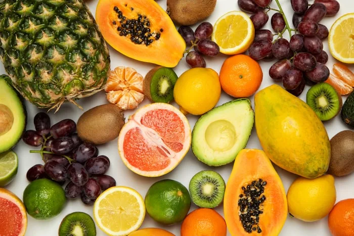 Colorful assortment of fresh vegetables and fruits at a market